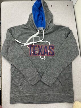 Men’s Gray Texas Crewneck Hoodie with Blue Lined Hood